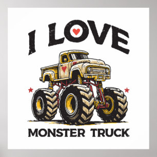 Poster J'aime les camions monstres