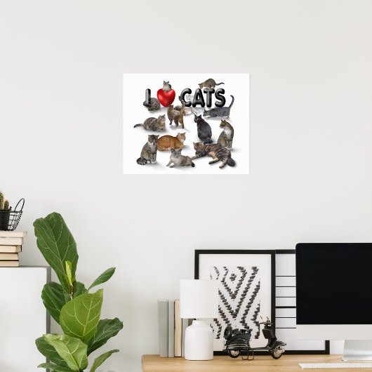 Poster J'aime les chats (Bureau à domicile)