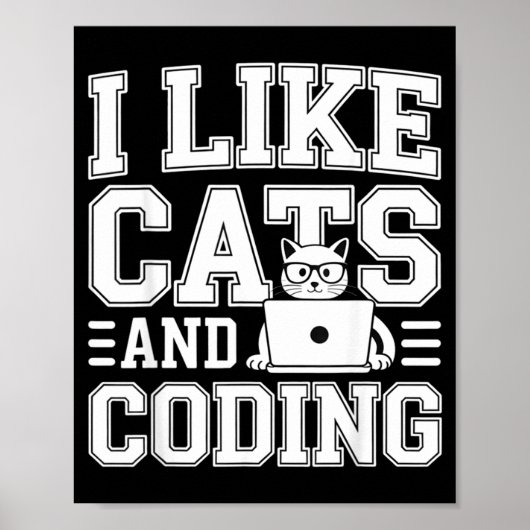 Poster J'aime les chats et le codeur de programmation sur (Devant)