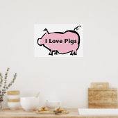 Poster J'aime les cochons (Cuisine)