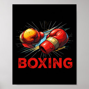 Poster J'aime les gants de boxe sport de combat arts mart