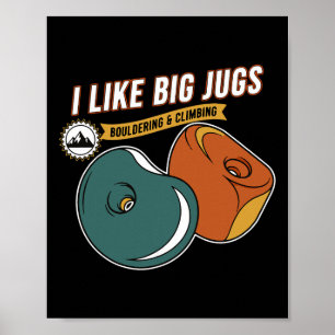 Poster J'aime les gros seins Bloc d'escalade amusant