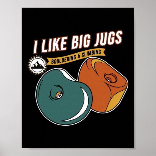 Poster J'aime les gros seins Bloc d'escalade amusant (Devant)
