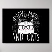 Poster J'Aime Les Maths Et Les Chats Cute Kitty Chat (Devant)