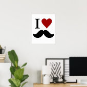 Poster J'aime les moustaches, l'impression ou l'affiche (Bureau à domicile)