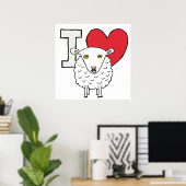Poster J'aime les moutons (Bureau à domicile)