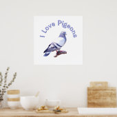 Poster J'aime les pigeons (Cuisine)