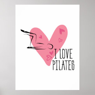 Poster J'AIME LES PILATES et les pots de Pilates