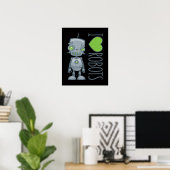 Poster J'aime les robots (Bureau à domicile)