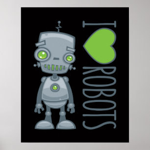 Poster J'aime les robots