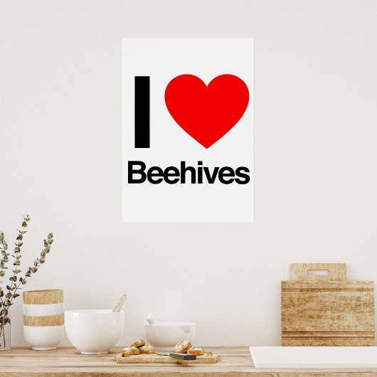 Poster j'aime les ruches (Cuisine)