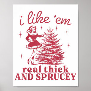 Poster J'aime les sapins de Noël rétro épais et verdoyant