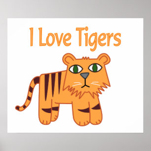 Poster J'aime les tigres