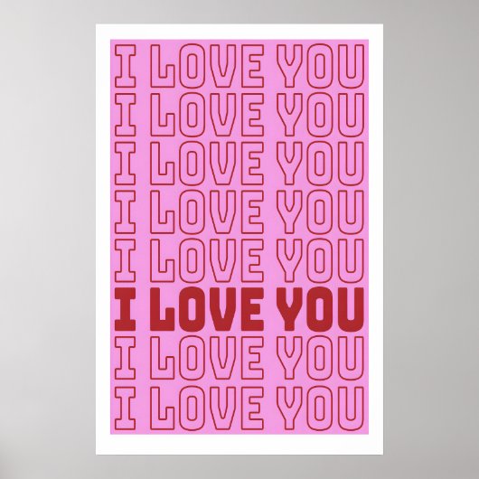 Poster J'aime l'impression de typographie d'art de la Sai (Devant)