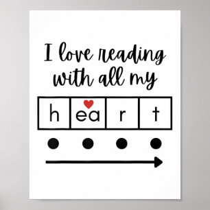 Poster J'Aime Lire Avec Tout Mon Coeur Professeur De Scie