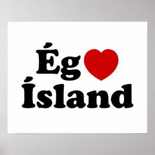 Poster J'aime l'Islande [Ég Elska Ísland] islandais