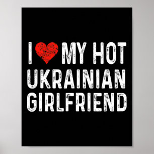 Poster J'aime ma copine ukrainienne sexy - Cœur drôle -