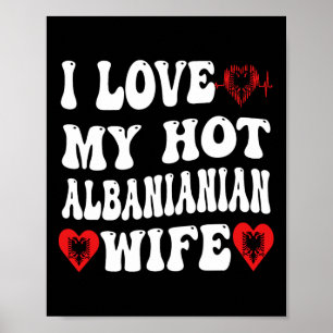 Poster J'aime ma femme albynienne chaude Drapeau d'Albyni