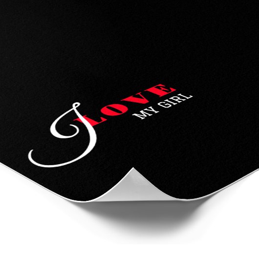 Poster J'aime ma fille (ajoutez votre texte) Noir Valenti (Coin)