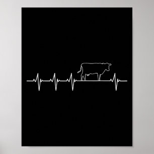 Poster J'Aime Ma Vanne De Vache Ekg Patient Cardiaque