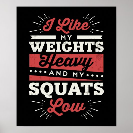 Poster J'Aime Mes Poids Lourds Et Mes Squats Faibles (Devant)