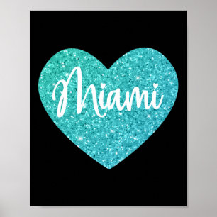 Poster J'aime Miami Floride Cœur