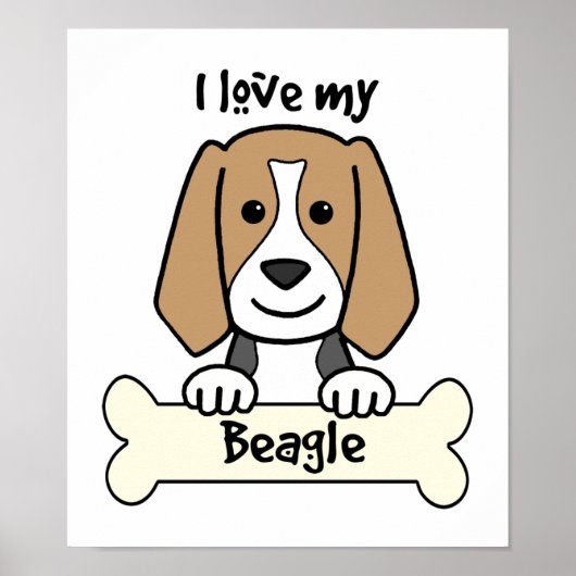 Poster J'aime mon Beagle (Devant)