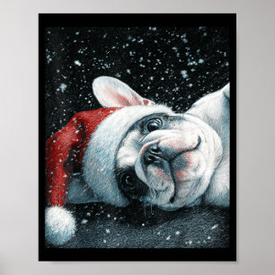 Poster J'aime mon bouledogue français Noël Mignon