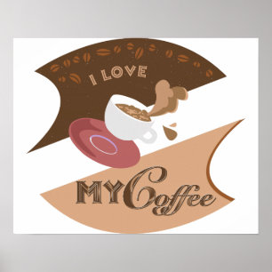Poster J'aime mon café Retro Java