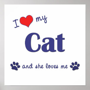 Poster J'Aime Mon Chat (Chat Féminin)