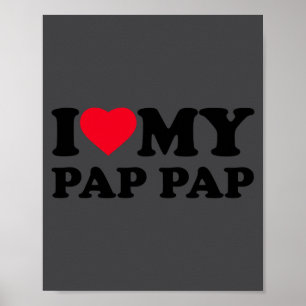 Poster J'aime mon cœur de Pap-pap Grand-père Famille Papp