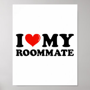 Poster J'Aime Mon colocataire - Je Coeur Mon colocataire 