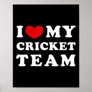Poster J'aime mon équipe de cricket