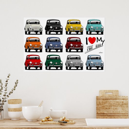 Poster J'aime mon Fiat 600 (Cuisine)