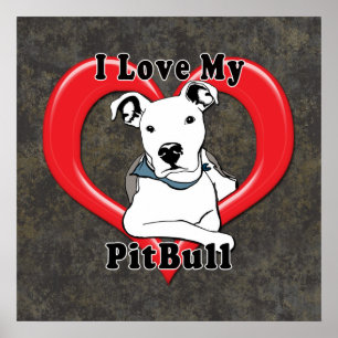 Poster J'aime mon logo PitBull