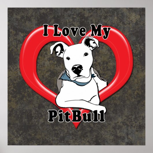 Poster J'aime mon logo PitBull (Devant)