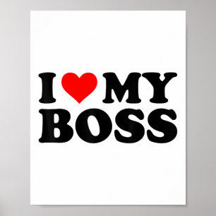Poster J'Aime Mon Patron Funny Red Heart Boss Je Coeur Me