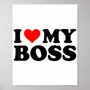Poster J'Aime Mon Patron Funny Red Heart Boss Je Coeur Me
