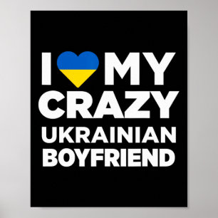 Poster J'aime mon petit ami ukrainien fou Mignon Ukraine 