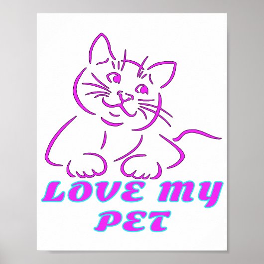 POSTER J'AIME MON PETIT CHAT ROSE (Devant)
