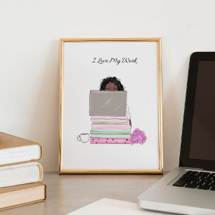 Poster j'aime mon travail, illustration,