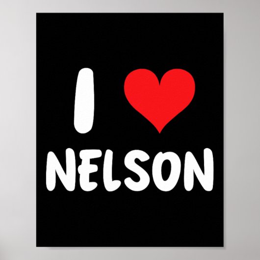 Poster J'aime Nelson - Cœur - Nom (Devant)