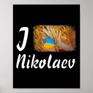 Poster J'aime Nikolaev Ukraine Pouvoir Symbole du drapeau