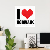 Poster J'aime Norwalk (Bureau à domicile)