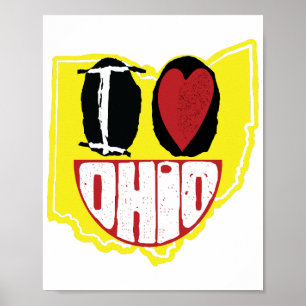 Poster J'Aime Ohio Sourire Un Visage Heureux