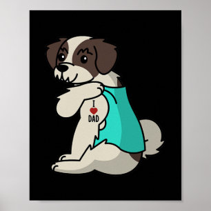 Poster J'Aime Papa Tattoo Shih Tzu Père Chien