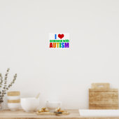 Poster J'Aime Quelqu'Un Avec Autisme Beau Arc En Ciel (Cuisine)