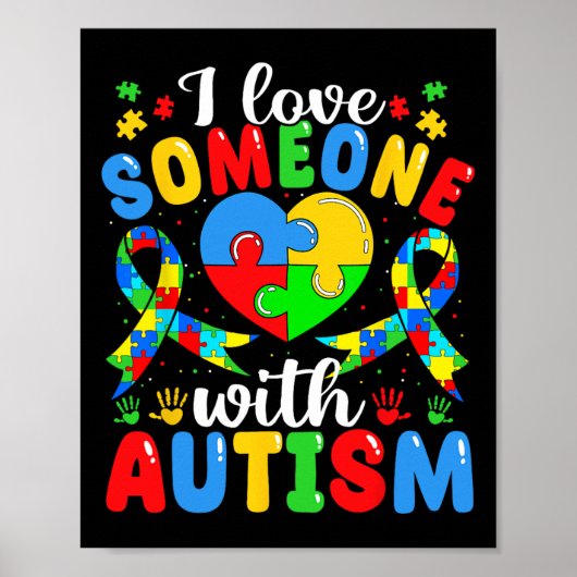 Poster J'Aime Quelqu'Un Avec L'Autisme Sensibilisation Pu (Devant)
