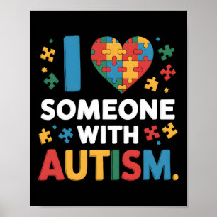 Poster J'Aime Quelqu'Un Avec Sensibilisation sur l'autism