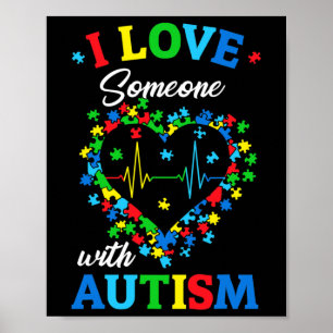 Poster J'Aime Quelqu'Un Avec Sensibilisation sur l'autism